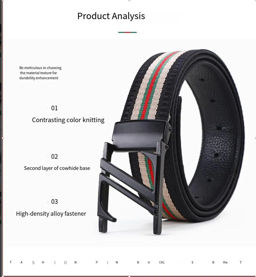 Luxury-sleek designer style G-shaped canvas belt for fashionable and durable high-quality jeans. Men's and women's casual leathe