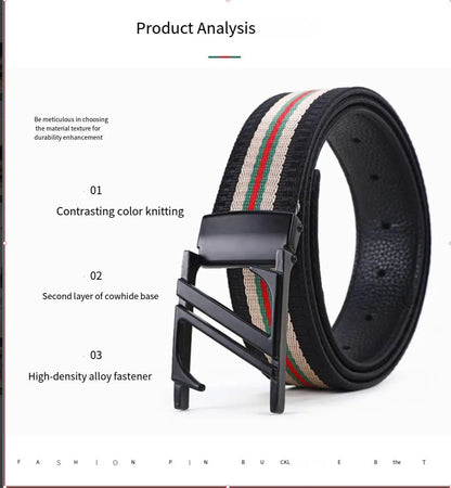 Luxury-sleek designer style G-shaped canvas belt for fashionable and durable high-quality jeans. Men's and women's casual leathe