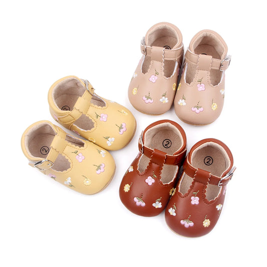 Citgeett Autumn Infant Baby Girls Flats Rubber Sole Wedding Princess Shoes PU Leather Toddler First Walker Crib Shoe