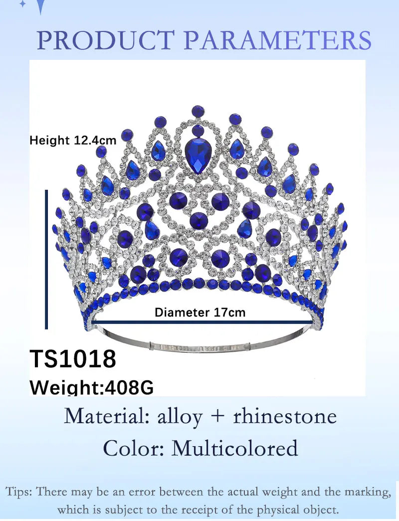2025 New Rhinestone Crystal Queen Big Crown Bridal Wedding Tiara Women Beauty Pageant Bridal Hair Accessories Jewelry