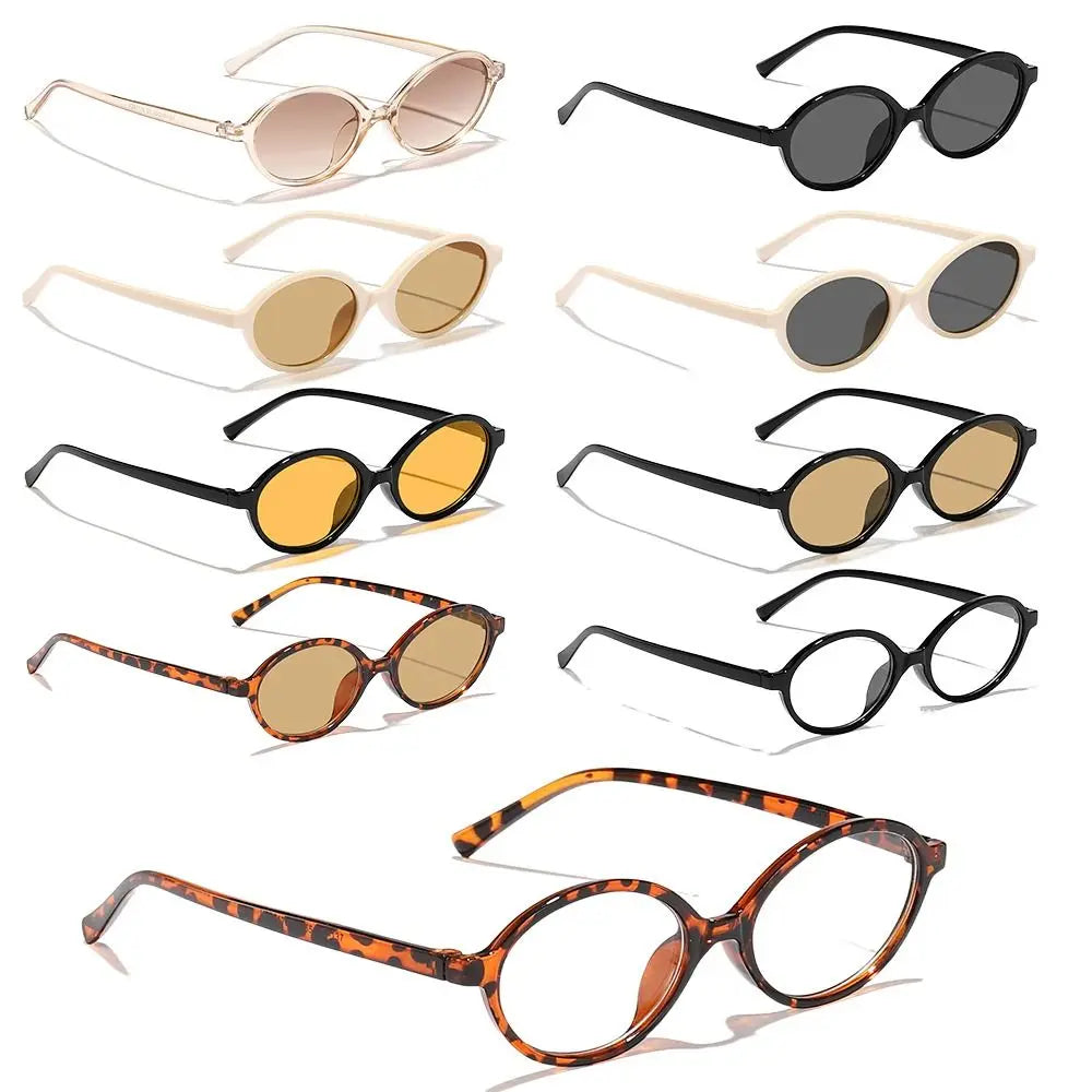 Sexy Small Oval Leopard Sunglasses Women Lovely Ins No Makeup Plain Glasses Frame Men Eyewear Cute Decorative Computer Glasses