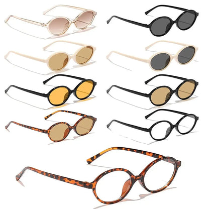 Sexy Small Oval Leopard Sunglasses Women Lovely Ins No Makeup Plain Glasses Frame Men Eyewear Cute Decorative Computer Glasses