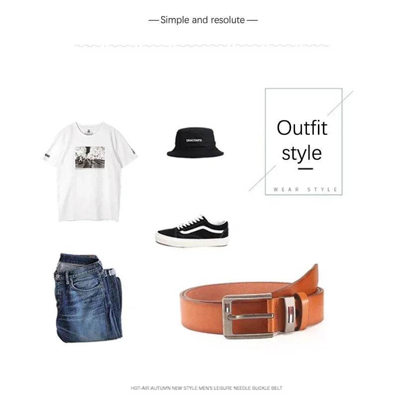 Men's Luxury PU Leather Belt - Designer Alloy Pin Buckle, High Quality Waistband for Jeans & Casual Wear, Fashion Waist Strap