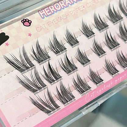 Cat Style Glue Free False Eyelashes Single Cluster Lightweight Eyelashes Self Adhesive No Glue Lashes Segmented Natural Eyelashe