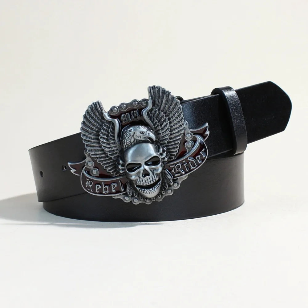 Black Punk Style PU Leather Belt with Metal Studs Unisex Gothic Fashion Accessory