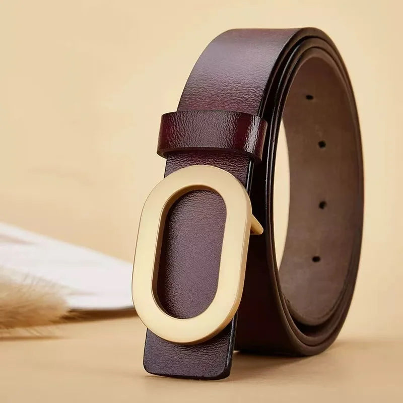 Women's Leather Belts For Jeans Ladies Strap Alloy Metal Pin Buckle Fashion Belt