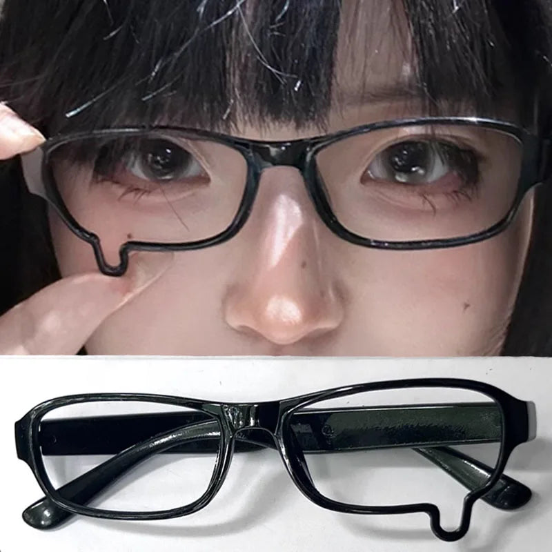 Y2K Anime Crying Glasses Dripping Tears Black Frame Unisex Retro Kawaii Fashion Eyewear Halloween Cosplay Cute Accessories Gift