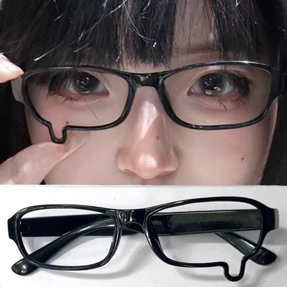 Y2K Anime Crying Glasses Dripping Tears Black Frame Unisex Retro Kawaii Fashion Eyewear Halloween Cosplay Cute Accessories Gift