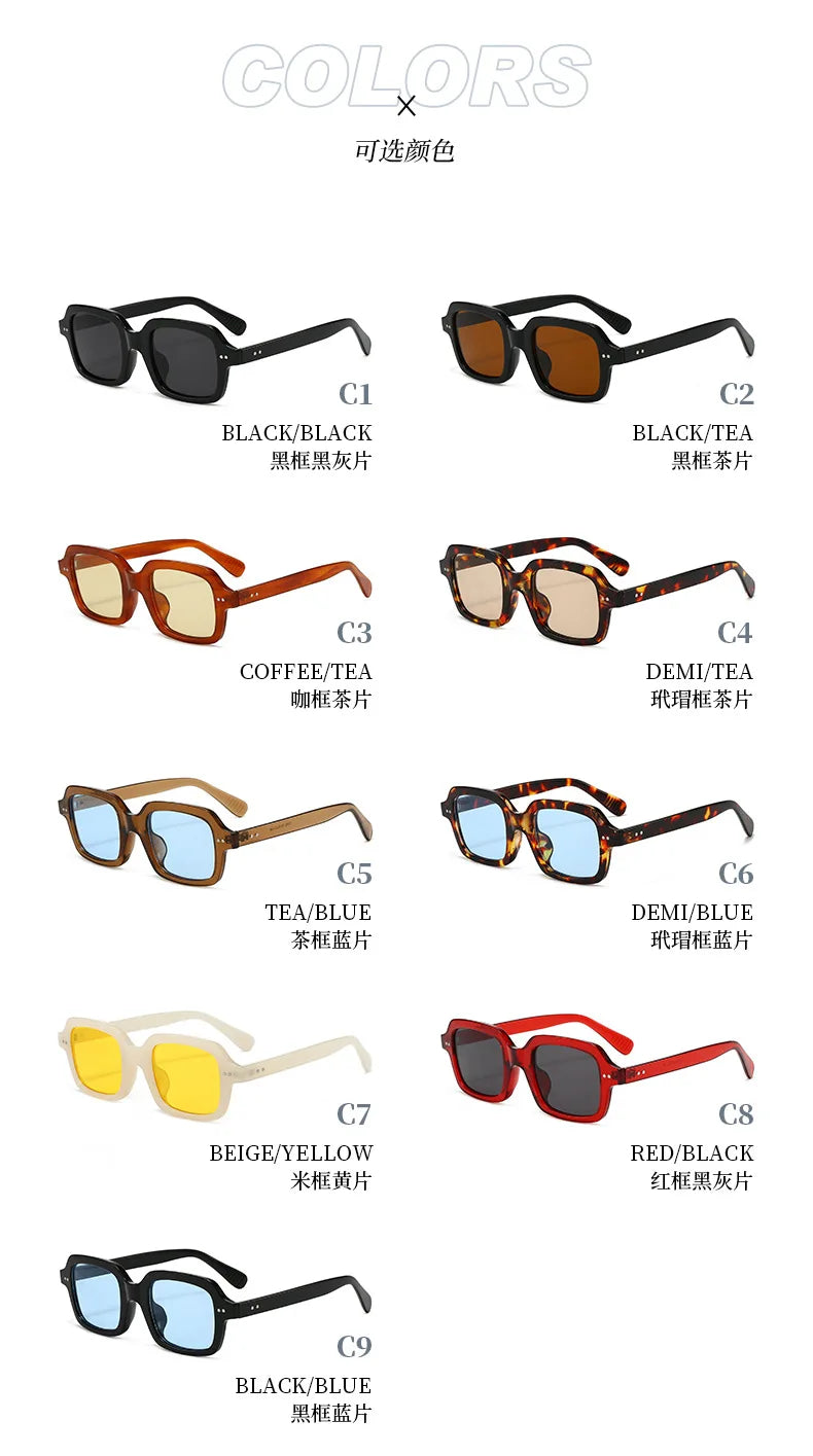 Fashionable Rice Nail Square Sunglasses High-End Casual Simple Sunglasses Versatile Ins Internet Celebrity Sunglasses Women DUHE