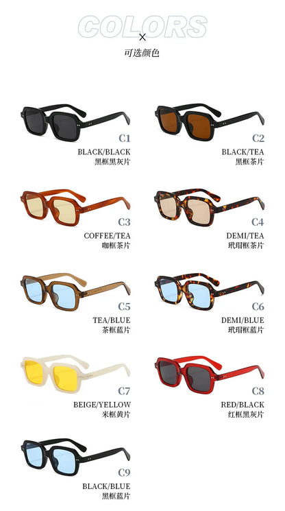 Fashionable Rice Nail Square Sunglasses High-End Casual Simple Sunglasses Versatile Ins Internet Celebrity Sunglasses Women DUHE