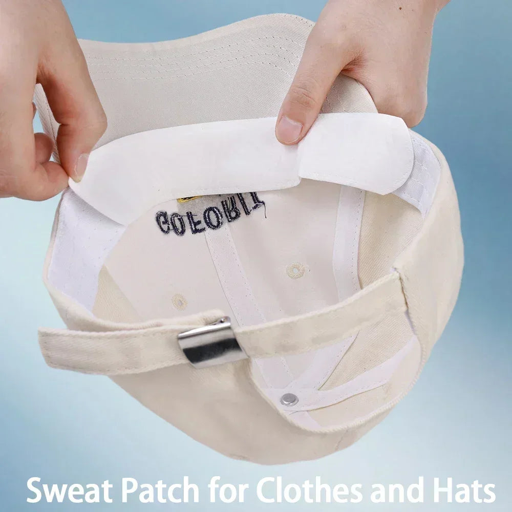 40PCS Hat Sweat Absorber Stickers Summer Cap Liner Bands Sweatband Visor Hats Size Reducer Adhesive Sweat Absorbing Strips Pads