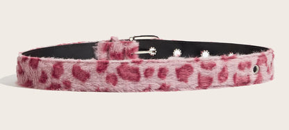 Pink Plush Women's Belt Fashion Trend Y2k Girls Girdle Versatile Jeans Accessories Pu Pin Buckle Waistband