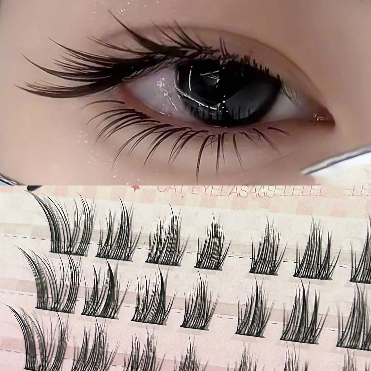 Cat Style Glue Free False Eyelashes Single Cluster Lightweight Eyelashes Self Adhesive No Glue Lashes Segmented Natural Eyelashe