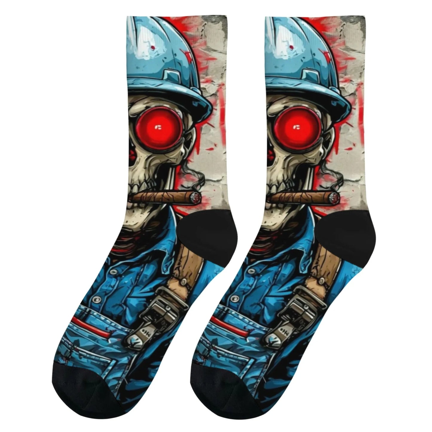 Funny plumber skull trendy socks gift Harajuku retro compression socks novelty street hip-hop socks suitable for all seasons