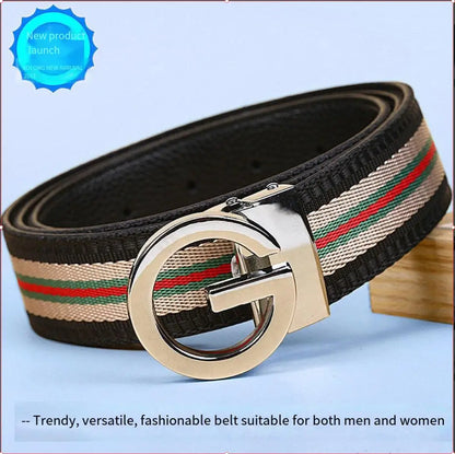 Luxury-sleek designer style G-shaped canvas belt for fashionable and durable high-quality jeans. Men's and women's casual leathe