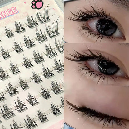Cat Style Glue Free False Eyelashes Single Cluster Lightweight Eyelashes Self Adhesive No Glue Lashes Segmented Natural Eyelashe
