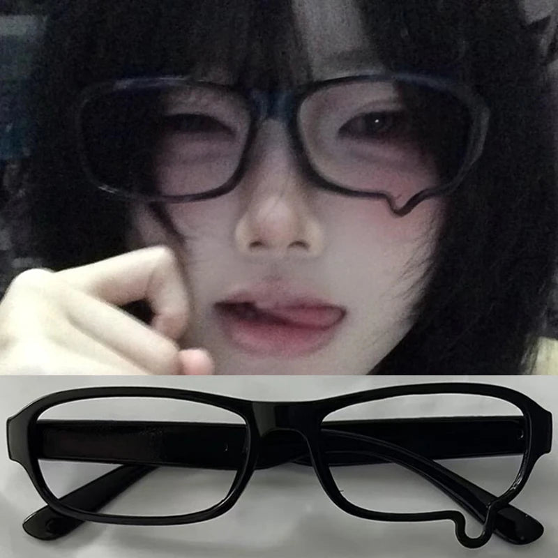 Y2K Anime Crying Glasses Dripping Tears Black Frame Unisex Retro Kawaii Fashion Eyewear Halloween Cosplay Cute Accessories Gift