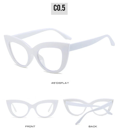Women's Cat Eye Glasses Frame Fashion Anti Blue Light Transparent Eyeglasses Retro Optical Clear Lens Spectacle Eyeglass Female