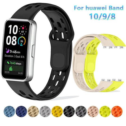 Silicone strap for huawei Band 10 9 8 Accessories Sport breathable Bracelet Wristband belt pulseira correa for huawei band 9/8