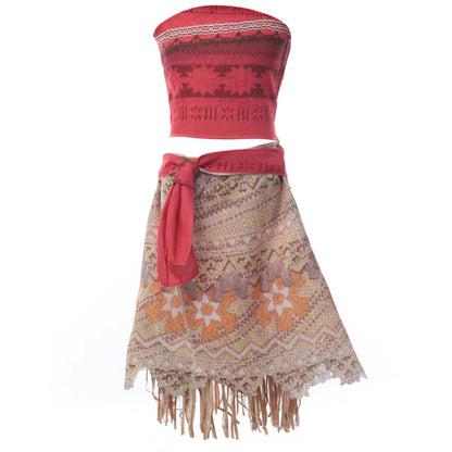 Girls Outfit Cosplay Children's Costume Party Princess Dress Summer Casual Beach Dress Necklace Wig Set Party Dresses For Girls