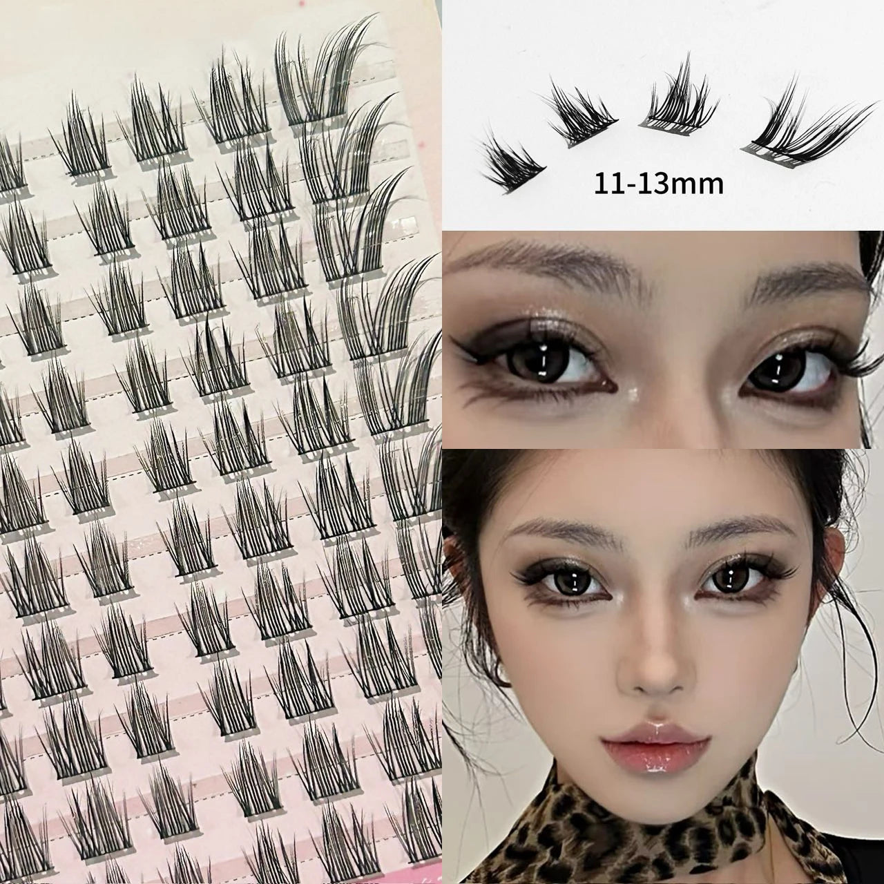 Cat Style Glue Free False Eyelashes Single Cluster Lightweight Eyelashes Self Adhesive No Glue Lashes Segmented Natural Eyelashe