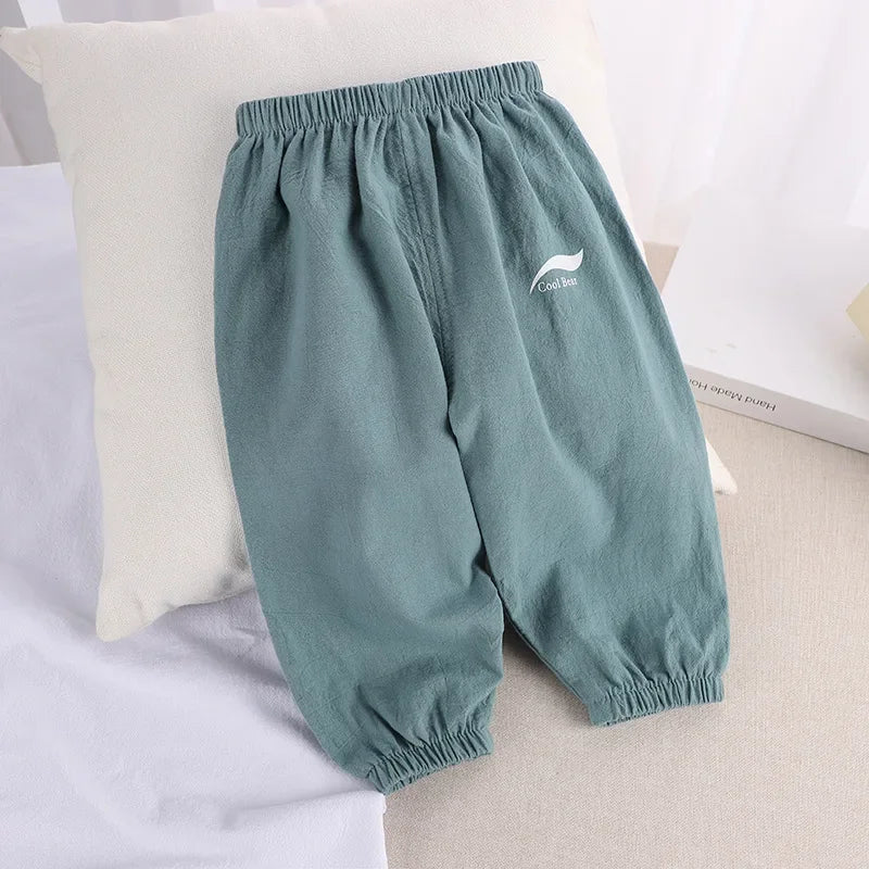 1 2 3 4 5 Years New Children's Anit-mosquito Pants Summer Baby Air Conditioning Bloomers Boys and Girls Cotton and Linen Pants