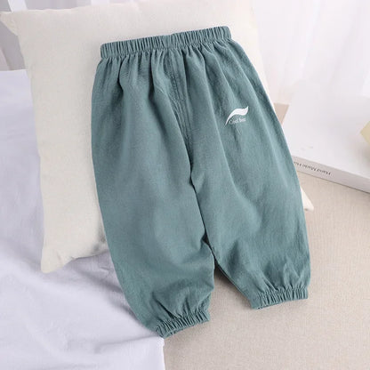 1 2 3 4 5 Years New Children's Anit-mosquito Pants Summer Baby Air Conditioning Bloomers Boys and Girls Cotton and Linen Pants
