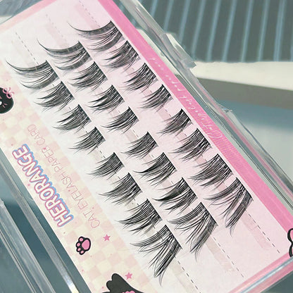 Cat Style Glue Free False Eyelashes Single Cluster Lightweight Eyelashes Self Adhesive No Glue Lashes Segmented Natural Eyelashe