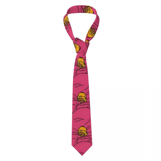 Custom Simpsons Tie for Men Formal Sleeping Homer Silk Wedding Necktie