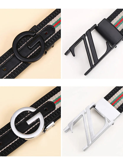 Luxury-sleek designer style G-shaped canvas belt for fashionable and durable high-quality jeans. Men's and women's casual leathe