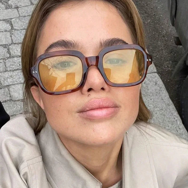 Fashionable Rice Nail Square Sunglasses High-End Casual Simple Sunglasses Versatile Ins Internet Celebrity Sunglasses Women DUHE