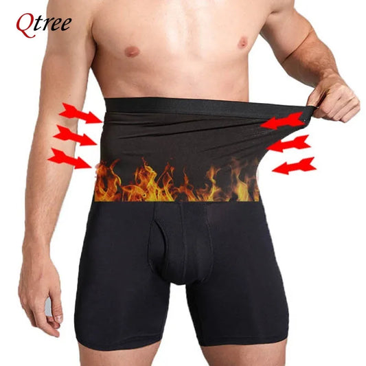 Qtree Slimming Tummy Control Fat Burner Pants Men Sauna Sweat Fitness Slim Shorts Weight Loss Body Shaper Waist Trainer Corset