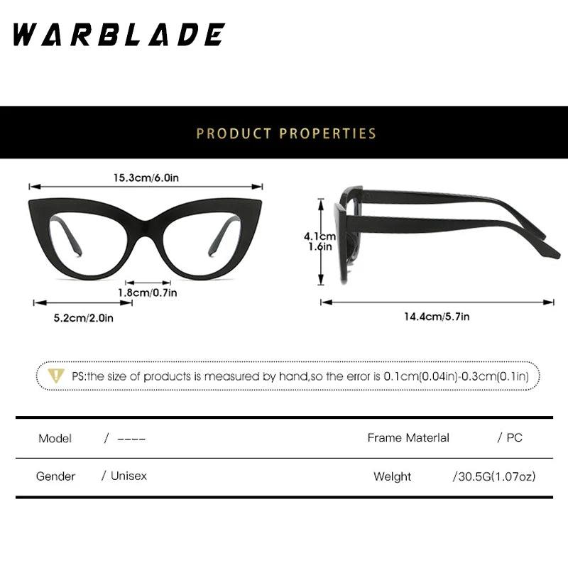Women's Cat Eye Glasses Frame Fashion Anti Blue Light Transparent Eyeglasses Retro Optical Clear Lens Spectacle Eyeglass Female