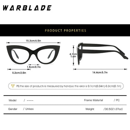 Women's Cat Eye Glasses Frame Fashion Anti Blue Light Transparent Eyeglasses Retro Optical Clear Lens Spectacle Eyeglass Female