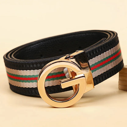 Luxury-sleek designer style G-shaped canvas belt for fashionable and durable high-quality jeans. Men's and women's casual leathe