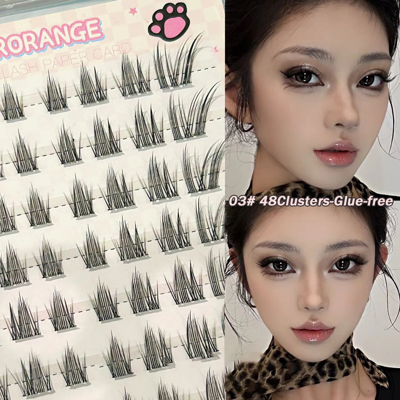 Cat Style Glue Free False Eyelashes Single Cluster Lightweight Eyelashes Self Adhesive No Glue Lashes Segmented Natural Eyelashe
