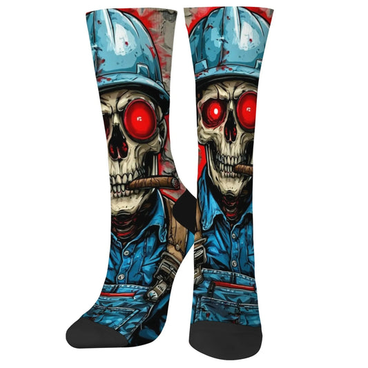 Funny plumber skull trendy socks gift Harajuku retro compression socks novelty street hip-hop socks suitable for all seasons