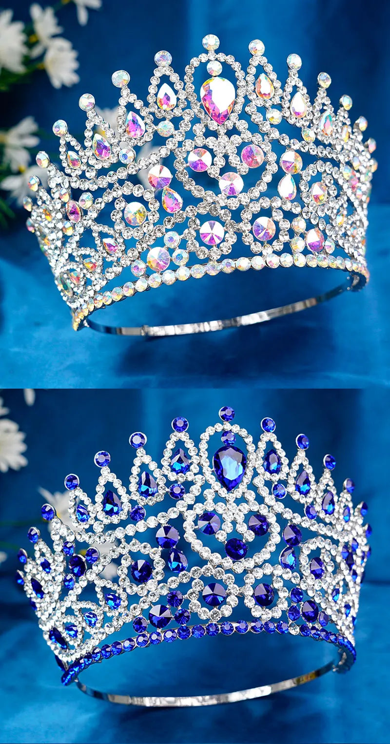 2025 New Rhinestone Crystal Queen Big Crown Bridal Wedding Tiara Women Beauty Pageant Bridal Hair Accessories Jewelry