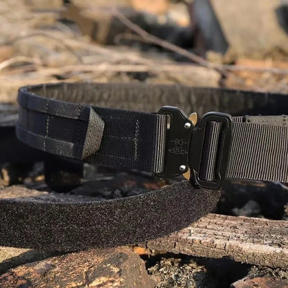 5cm Men Tactical Belt with Inner, Metal Buckle Quick Release Laser Cut MOLLE Combat Two in One Battle Belt