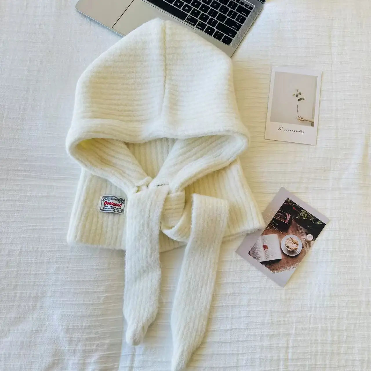 Korean Knitted Balaclava Hat Women's Winter Warm Scarf Integrated Hooded Scarf Knitted Wool Beanie Cap