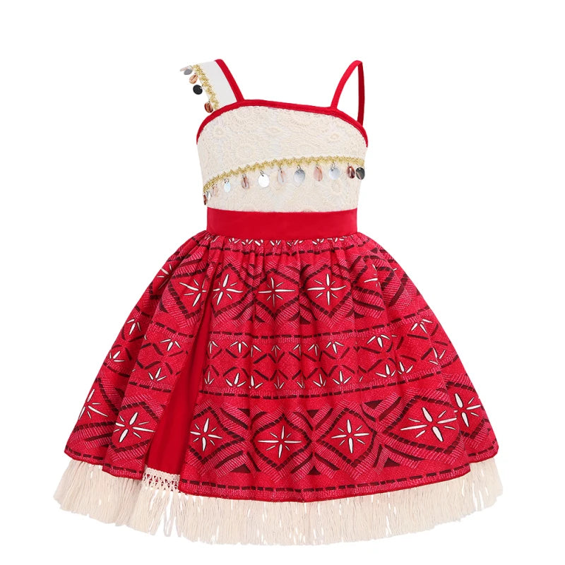 Girls Outfit Cosplay Children's Costume Party Princess Dress Summer Casual Beach Dress Necklace Wig Set Party Dresses For Girls