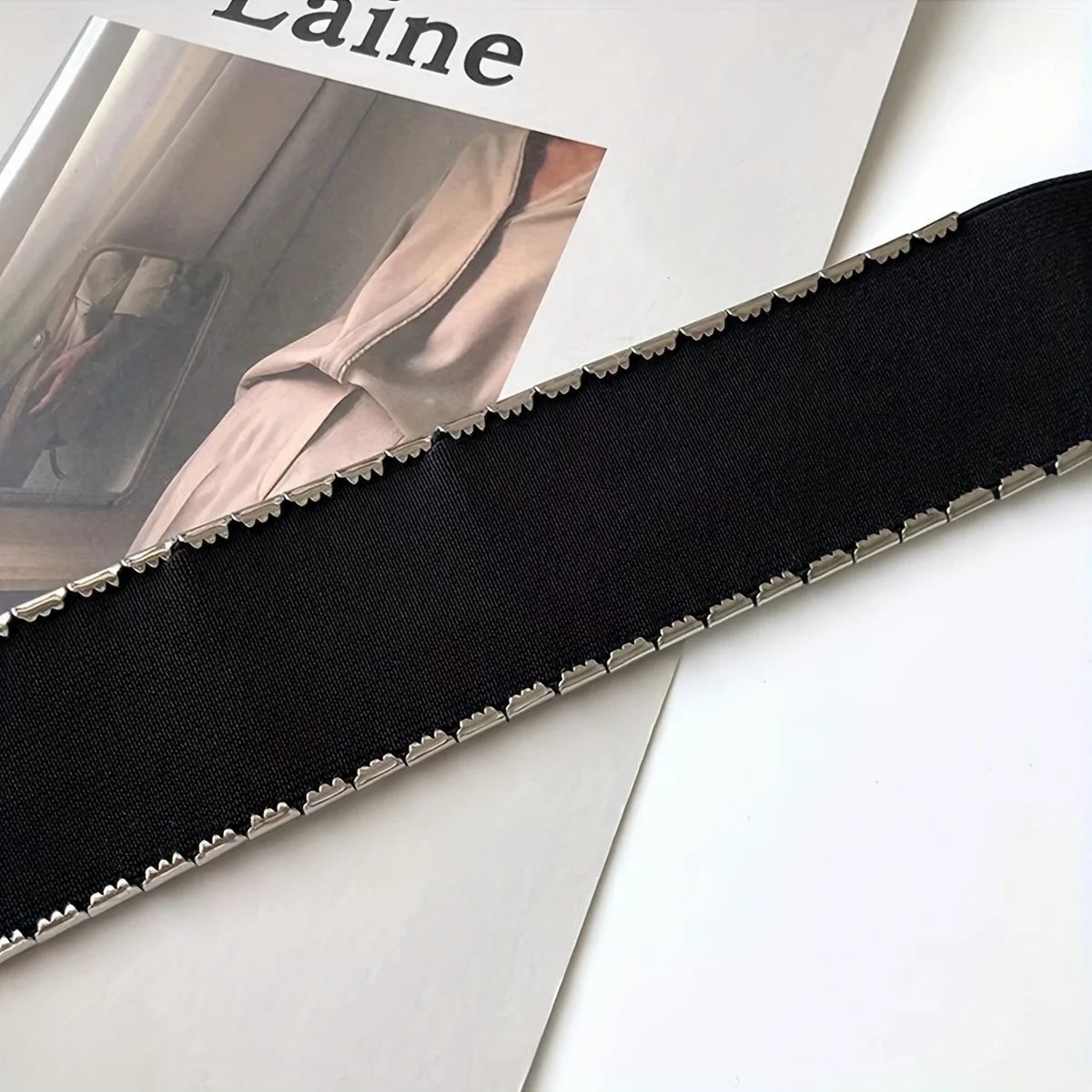 Fish Scales Shiny Metal Wide Belts Trendy Golden Silvery Elastic Waistband Classic Dress Coat Girdle For Women