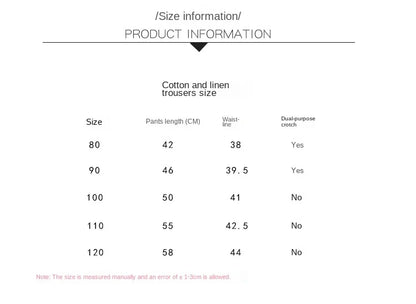 1 2 3 4 5 Years New Children's Anit-mosquito Pants Summer Baby Air Conditioning Bloomers Boys and Girls Cotton and Linen Pants