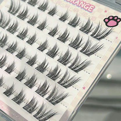 Cat Style Glue Free False Eyelashes Single Cluster Lightweight Eyelashes Self Adhesive No Glue Lashes Segmented Natural Eyelashe