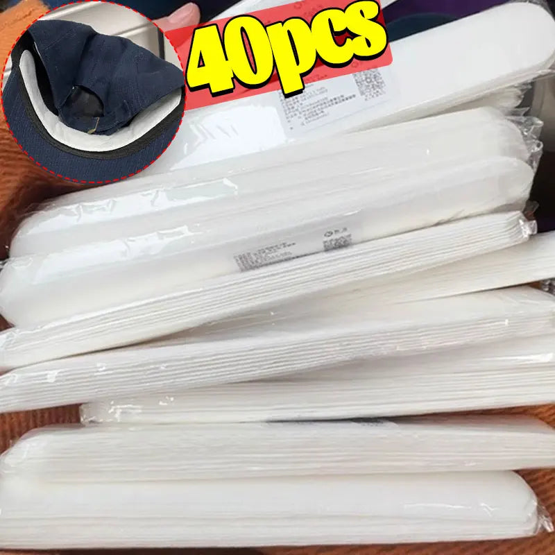 40PCS Hat Sweat Absorber Stickers Summer Cap Liner Bands Sweatband Visor Hats Size Reducer Adhesive Sweat Absorbing Strips Pads