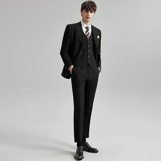 Men's  3 Piece Suit Slim Fit Elegant Suit Jackets + Vest + Pants Customed for Business & Weddings Suit Customize