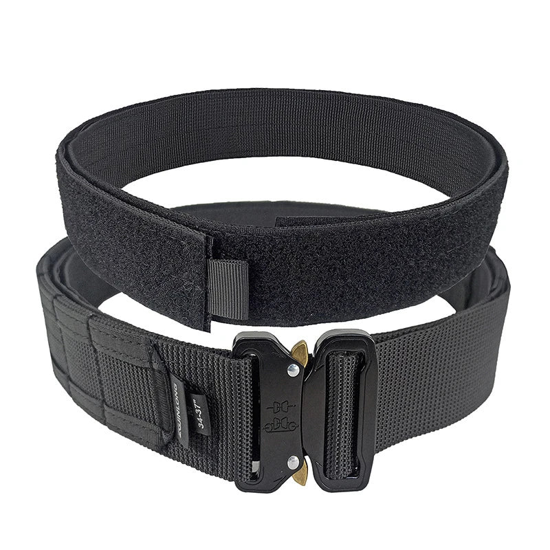 5cm Men Tactical Belt with Inner, Metal Buckle Quick Release Laser Cut MOLLE Combat Two in One Battle Belt