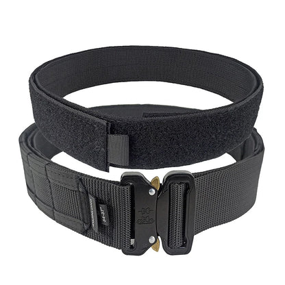 5cm Men Tactical Belt with Inner, Metal Buckle Quick Release Laser Cut MOLLE Combat Two in One Battle Belt