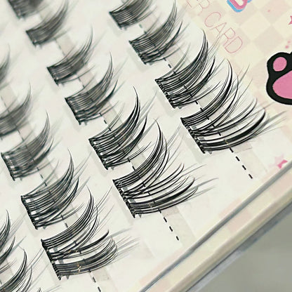 Cat Style Glue Free False Eyelashes Single Cluster Lightweight Eyelashes Self Adhesive No Glue Lashes Segmented Natural Eyelashe