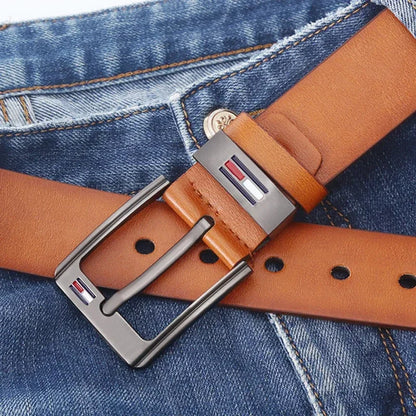 Men's Luxury PU Leather Belt - Designer Alloy Pin Buckle, High Quality Waistband for Jeans & Casual Wear, Fashion Waist Strap